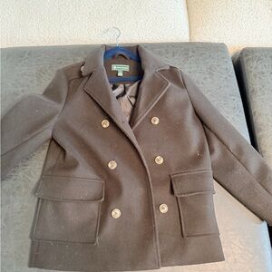 Brooks Brother Black Double-Breasted Peacoat Kids 10